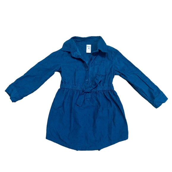 Carter’s turquoise blue corduroy polka dot collared button down dress, 3T - Picture 7 of 7